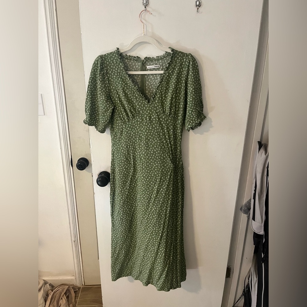 Reformation Green Floral Midi Dress